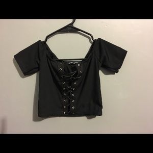 Boohoo Lily Lace Up Rib Crop Top. New with tags.